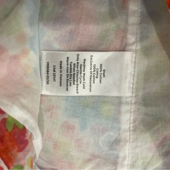 Talbots Blouse Women’s XL Rainbow Floral Embroidered Trim Cotton Happy Bohemian - Picture 6 of 10